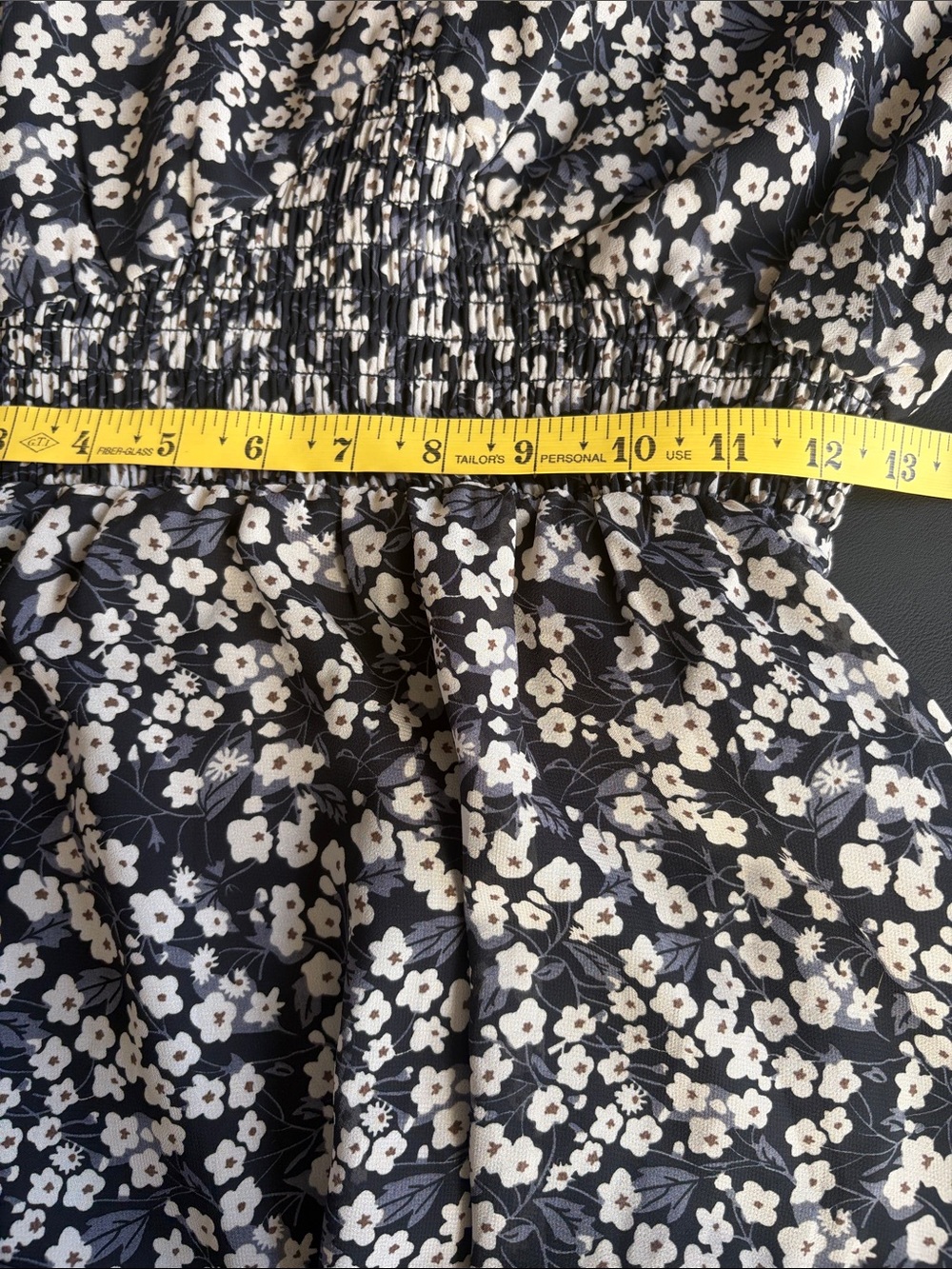 VICI Navy Blue Floral Smocked Mini Dress Long Sleeve Boho Cottagecore Size S - Picture 7 of 9